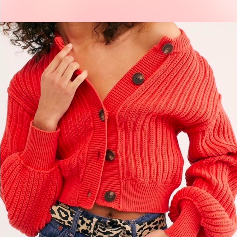 Free People red orange  Cardigan